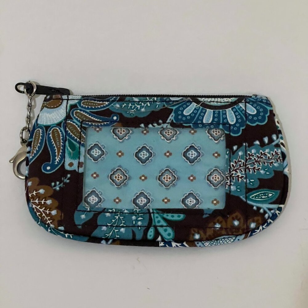 Vera Bradley Java Blue brown and blue floral patterned coin purse/ wallet.